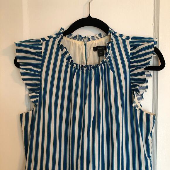 J.Crew Striped Tiered Cotton Dobby Midi Dress - Picture 8 of 10